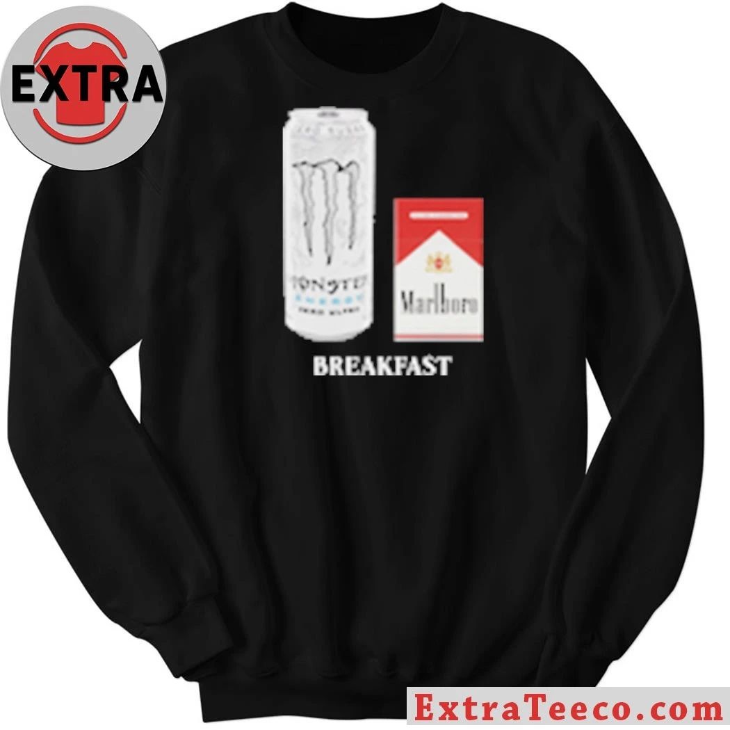White Monster Marlboro Red Cigarette Breakfast T-Shirt