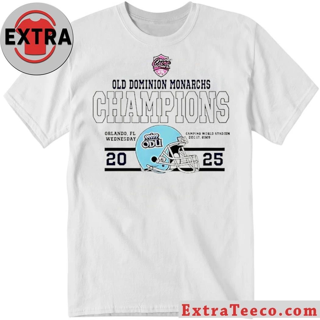 Celebrating the Cure Bowl championship victory of the Old Dominion Monarchs Orlando, FL Camping World Stadium Wednesday, December 17, 2025 Shirt
