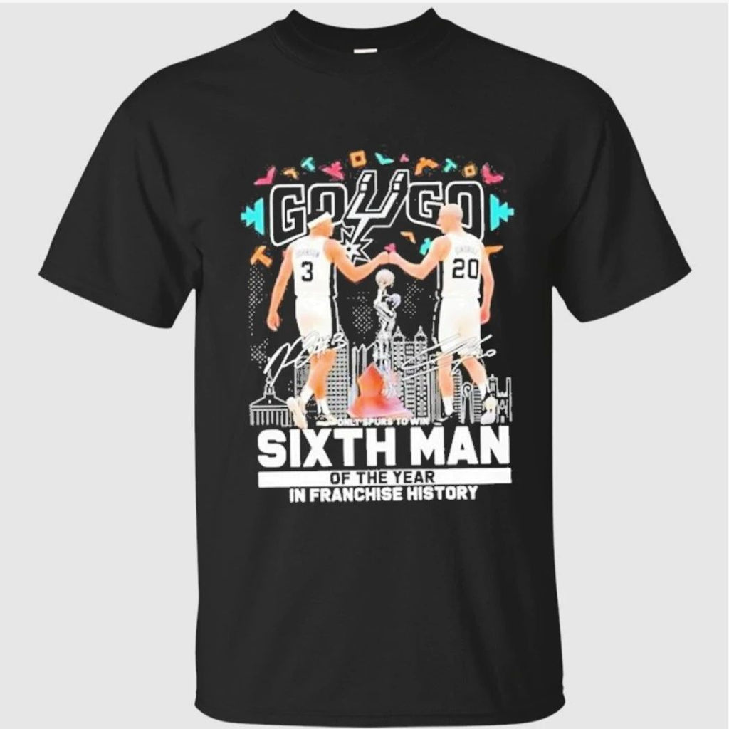 Johnson fist bump Ginobili San Antonio Spurs Sixth Man of the Year NBA T-Shirt