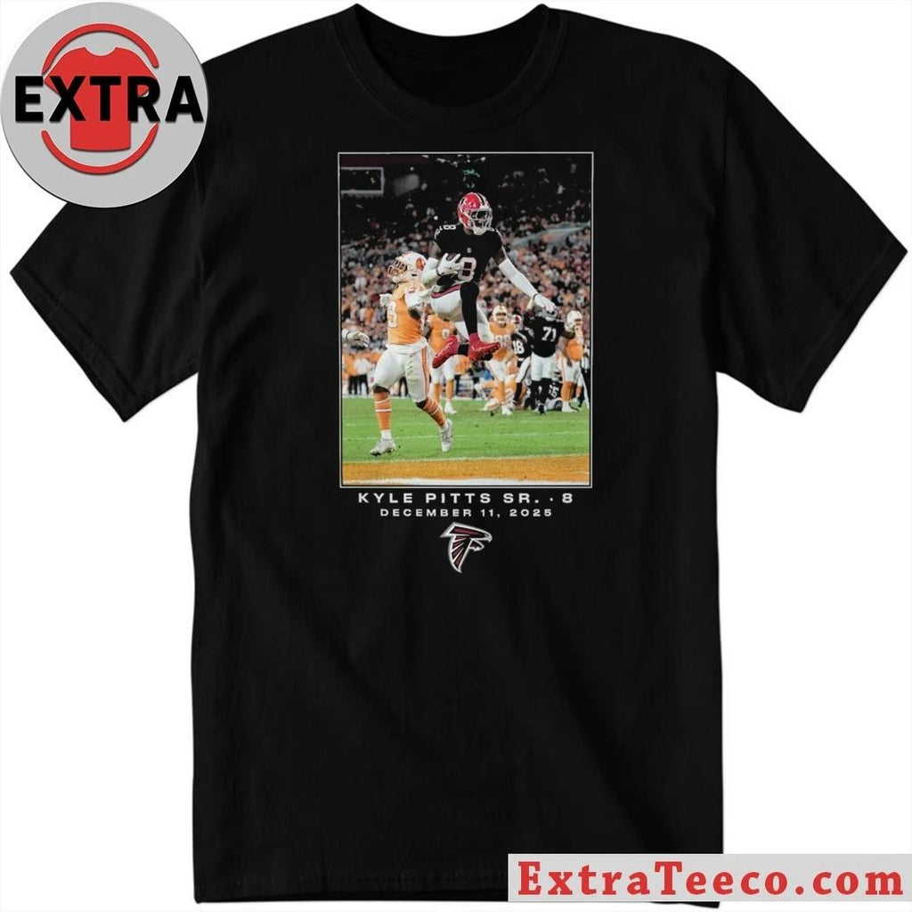 Kyle Pitts Sr., tight end for the Atlanta Falcons, celebrates one of Pitts’ three touchdown catches in the Week 15 game on December 11, 2025, a 29-28 victory Shirt