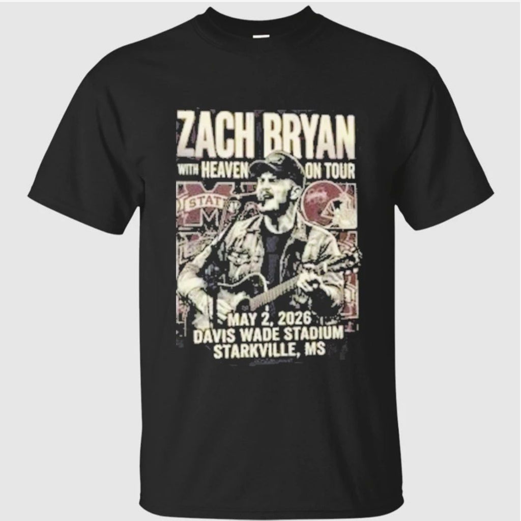 Zach Bryan With Heaven On Tour May 2 2026 Davis Wade Stadium Starkville MS Collab Mississippi State Bulldogs Football NCAA Shirt