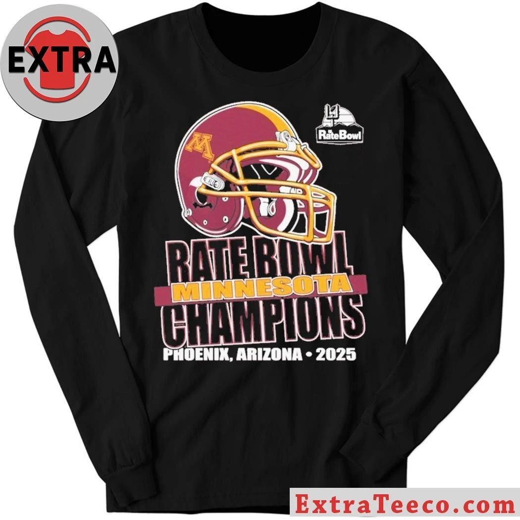 Original Minnesota Golden Gophers 2025 Rate Bowl Champions, December 26, 2025, in Phoenix, Arizona Helmet Shirt