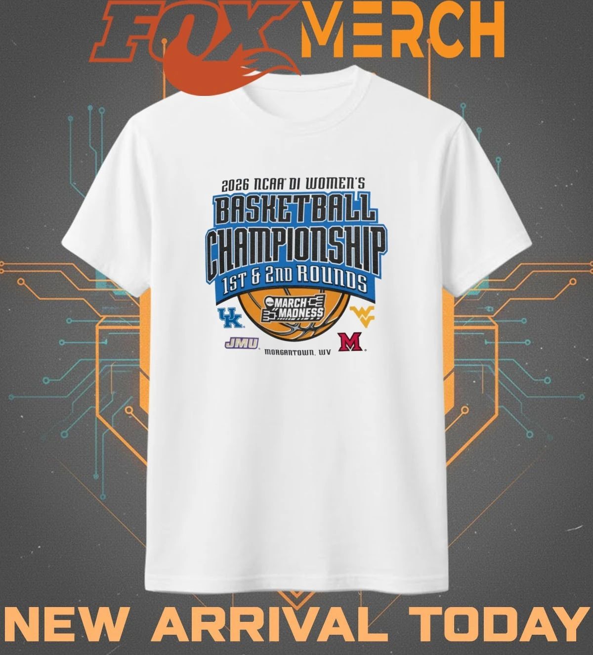 2026 NCAA DI Women’s Basketball Championship 1st & 2nd Rounds March Madness Morgantown, WV t-shirt