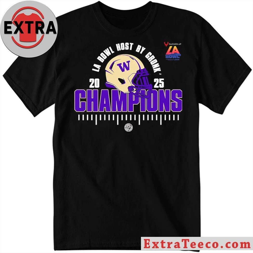 Original Washington Huskies The Bucked Up LA Bowl Hosted By Gronk Champions NCAA Football 2025 Helmet And Logo Shirt
