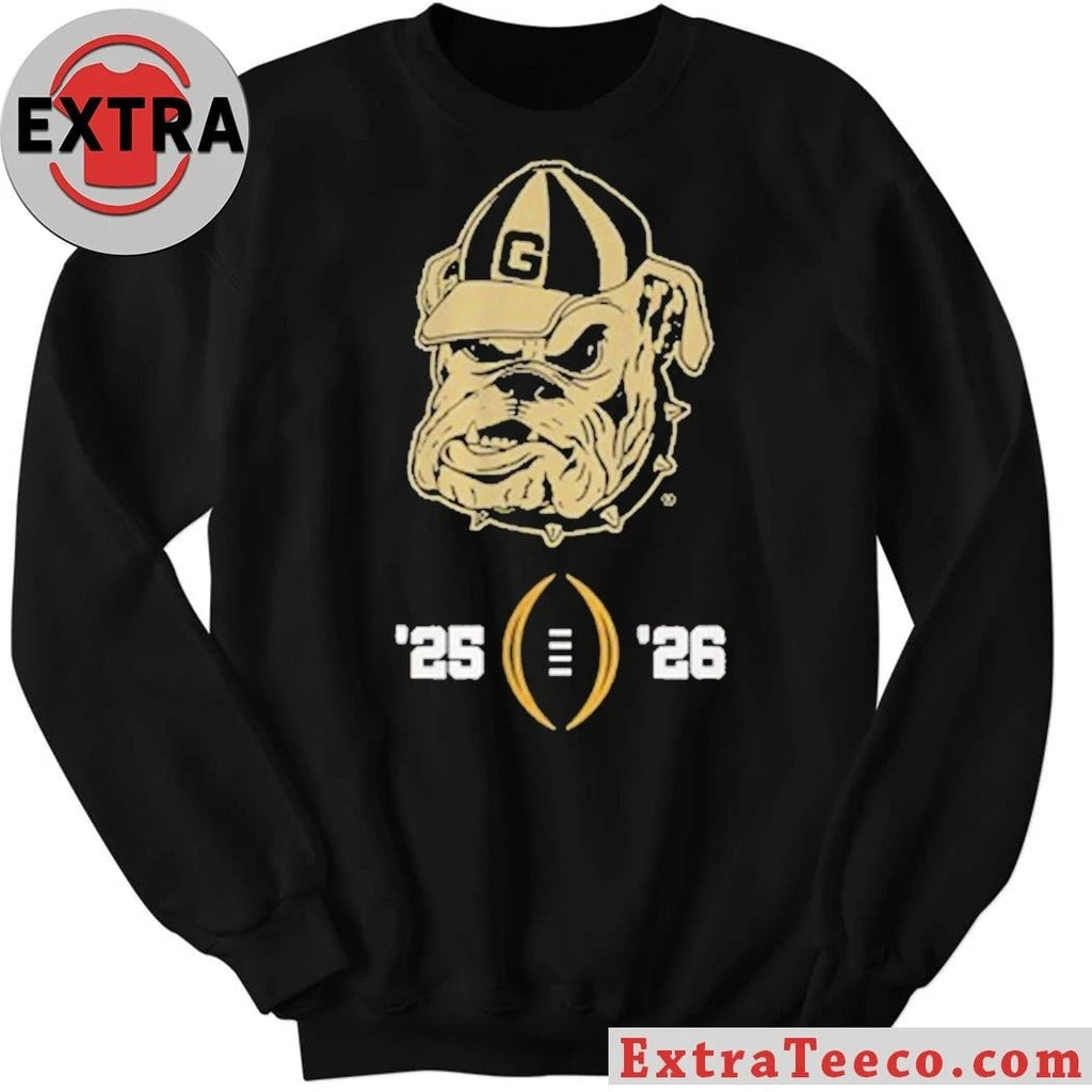 College Football Playoff National Championship Game 2025-26 T-Shirt featuring the Georgia Bulldogs mascot