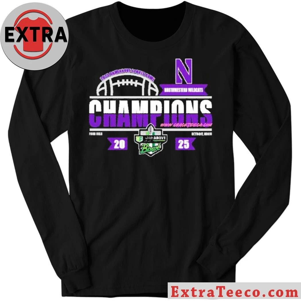 Northwestern Football 2025 Gameabove Sports Bowl Champions Logo T-Shirt