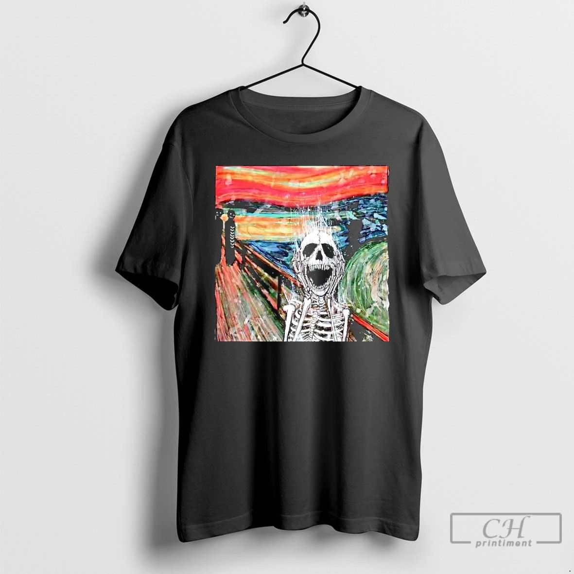 Premium Skeleton The Scream Edvard Munchs Famous T Shirts