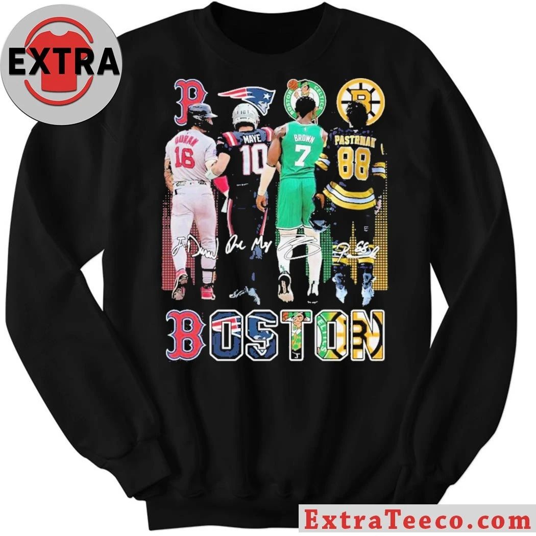 Boston Celtics Brown Bruins Pastrnak Patriots Maye Red Sox Duran Signature 2025 T-Shirt