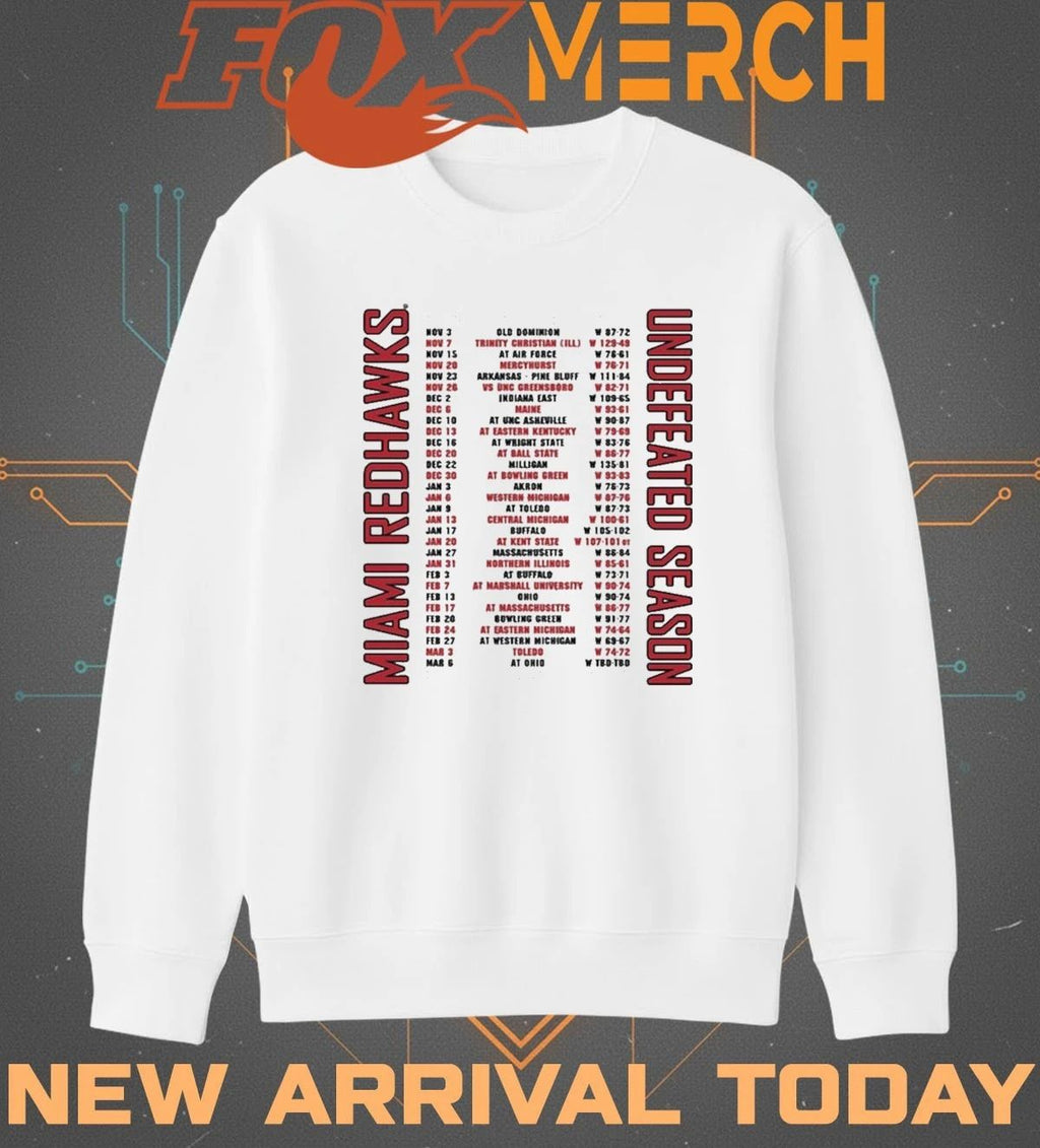 Miami RedHawks 2026 Men’s Basketball Undefeated Season Schedule t-shirt