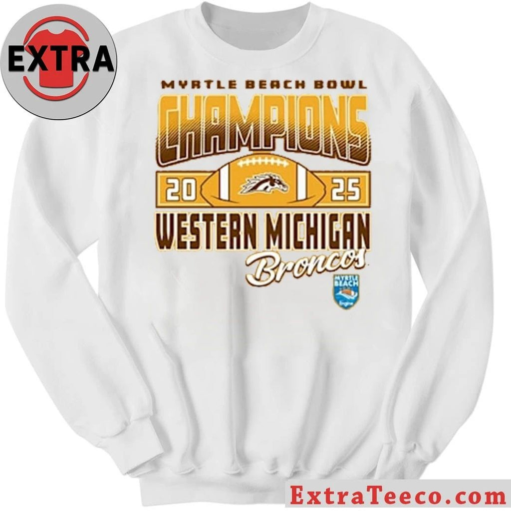 Western Michigan Broncos Gold Blue 84 2025 Myrtle Beach Bowl Champions Shirt