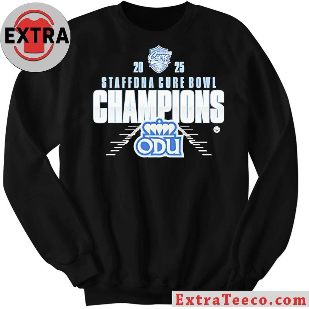 Celebrating Team ODU’s victory at the 2025 StaffDNA Cure Bowl Shirt