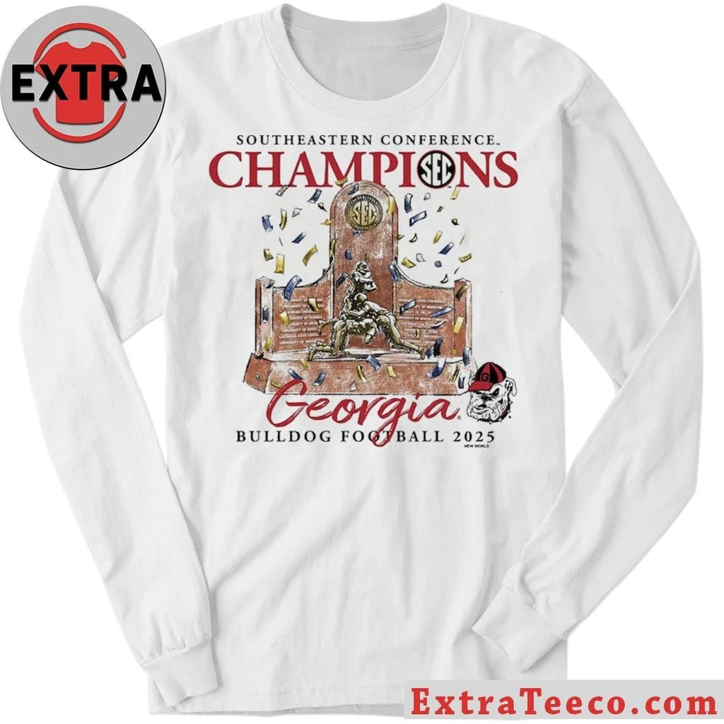 Georgia Bulldogs 2025 Southeastern Conference Football Champions Trophy 28-7 December 7, 2025 Logo Shirt
