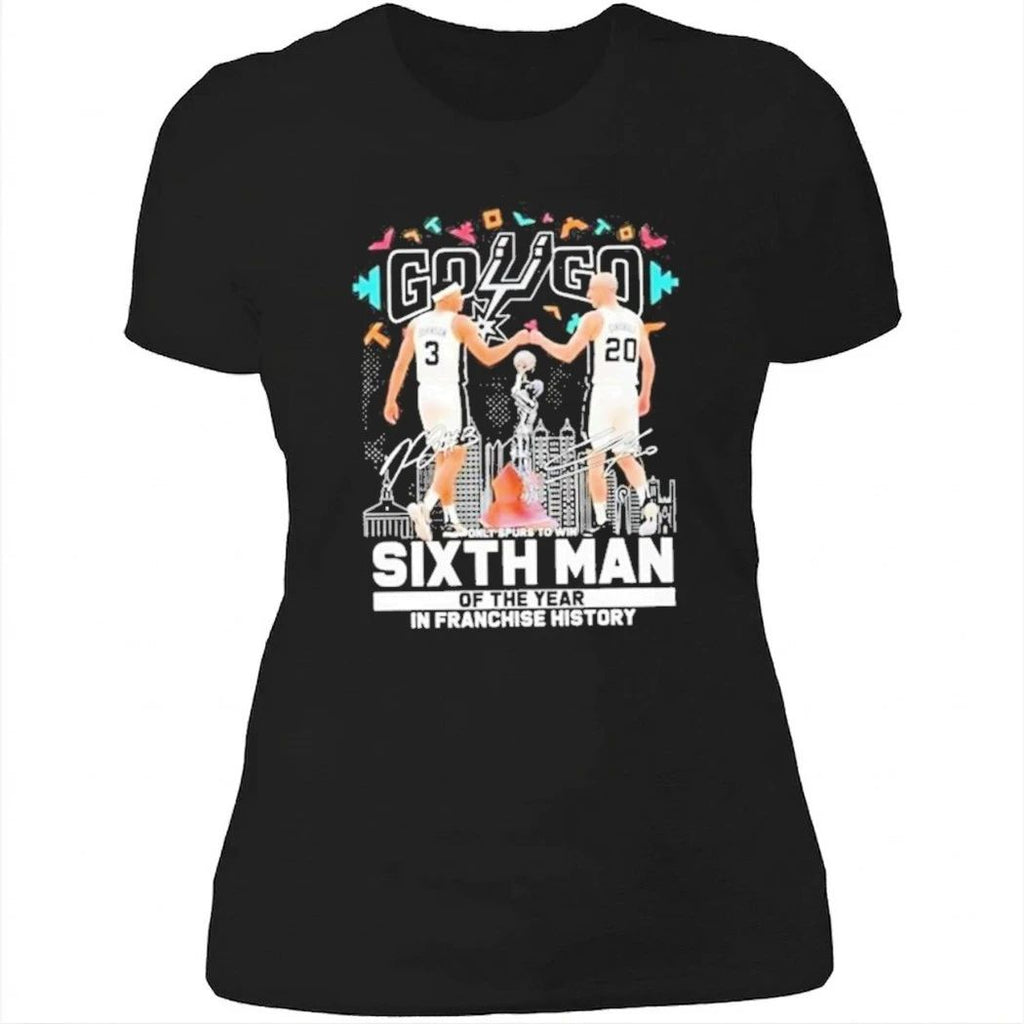 Johnson fist bump Ginobili San Antonio Spurs Sixth Man of the Year NBA T-Shirt