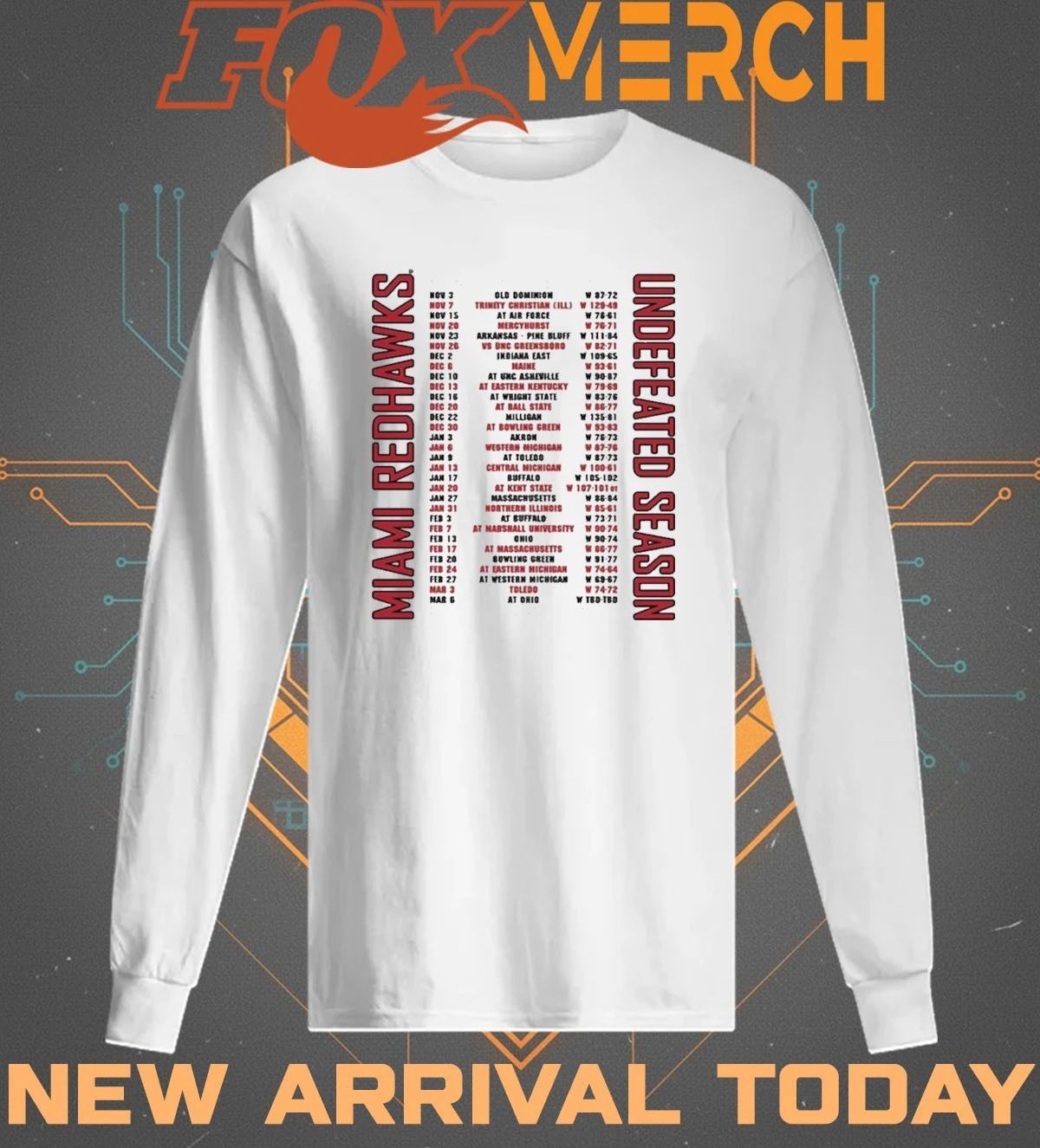 Miami RedHawks 2026 Men’s Basketball Undefeated Season Schedule t-shirt