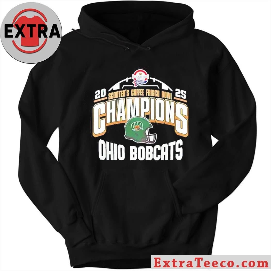 Celebrating the Ohio Bobcats’ victory at the 2025 Scooter’s Coffee Frisco Bowl Helmet And Logo Shirt