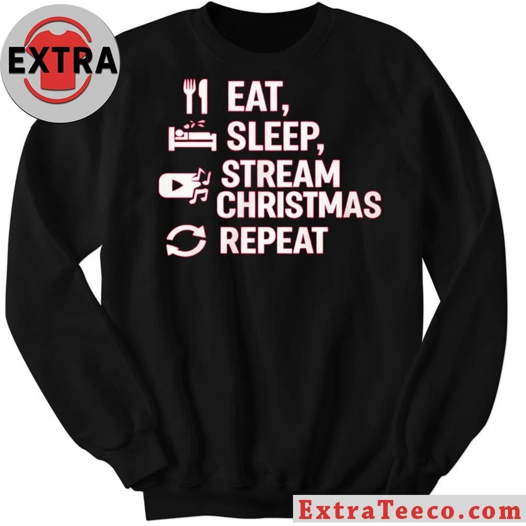 Original Eat Sleep Stream Christmas Repeat T-Shirt