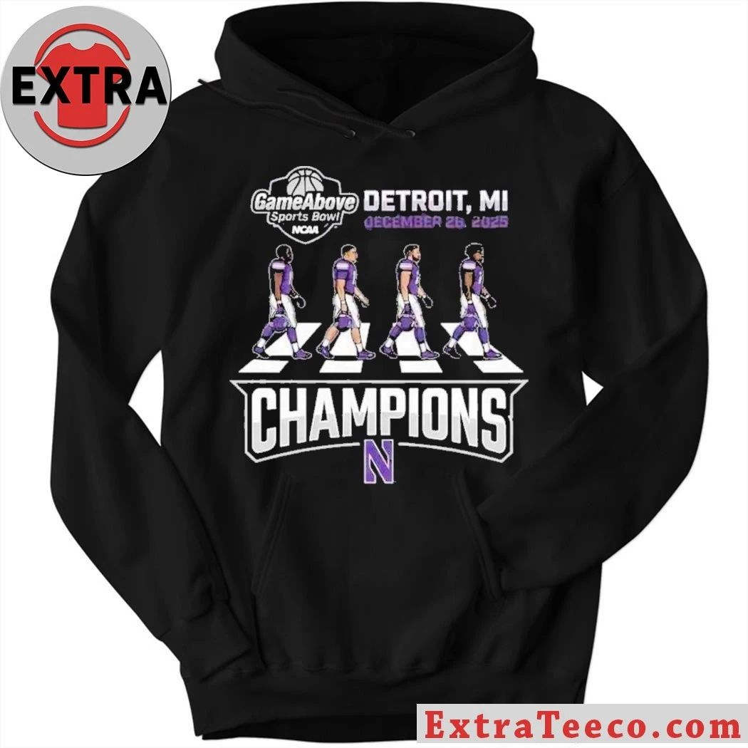 Celebrating the Northwestern Wildcats’ GameAbove Sports Bowl victory, December 26, 2025, Detroit, MI Logo Shirt
