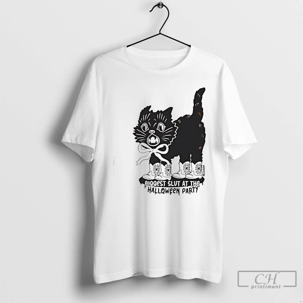 Premium Cat Cowboy Boots Halloween Biggest Slut At The Halloween Party T Shirts