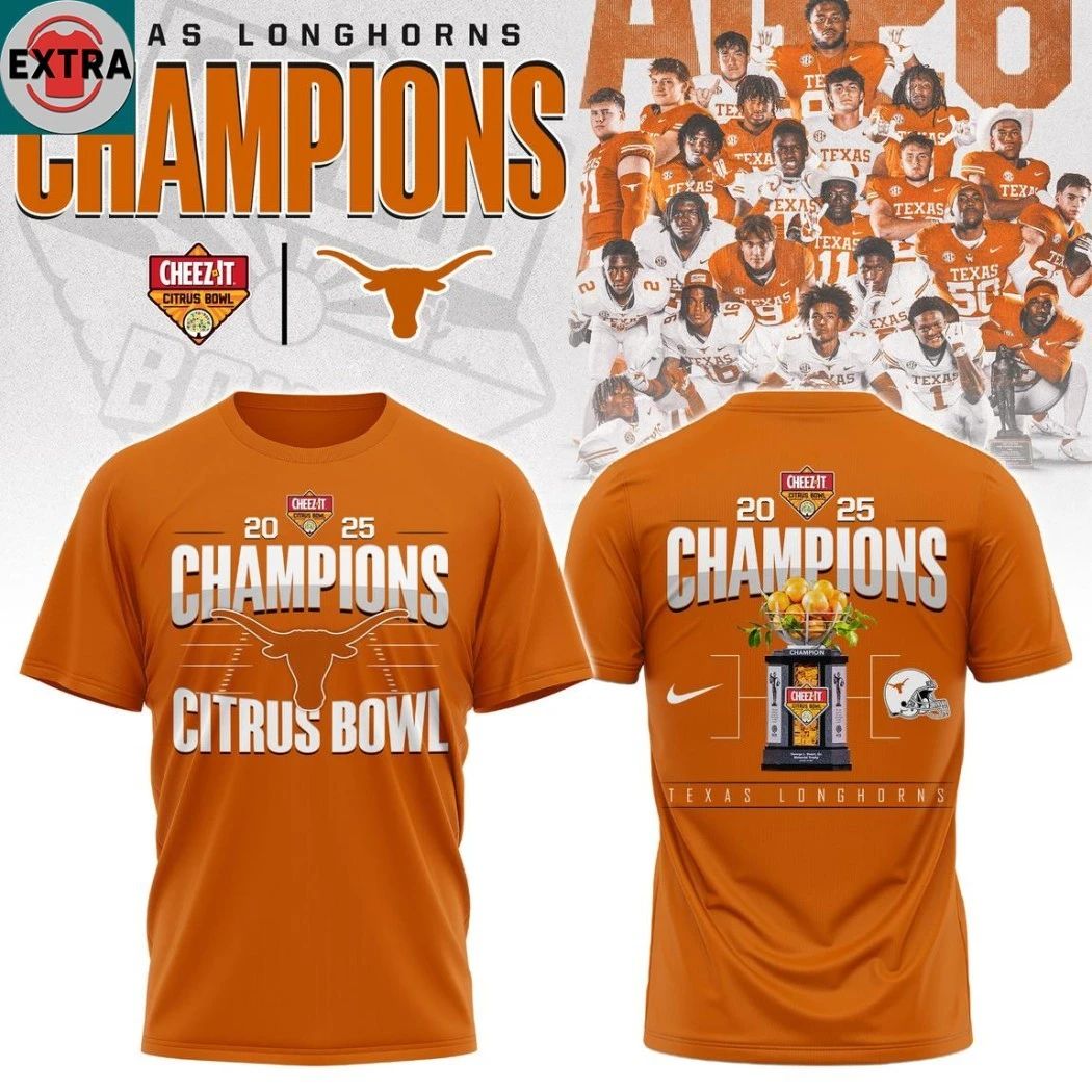 Texas Longhorns Citrus Bowl Champions 2025 Football Title Logo Hoodie T-Shirt