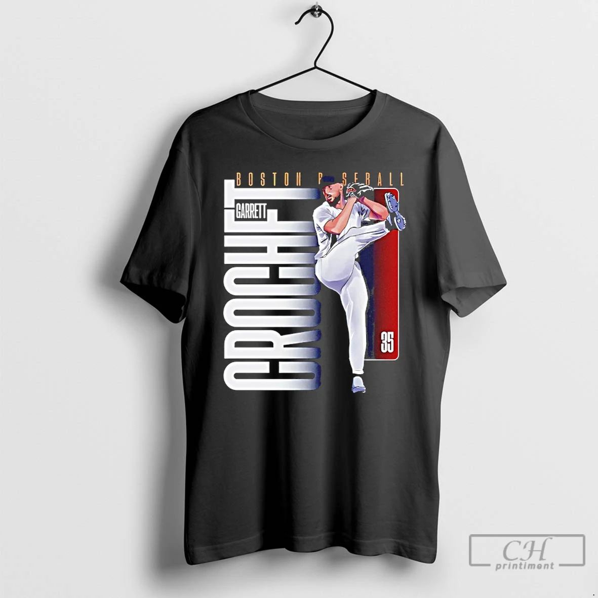 Premium Garrett Crochet 35 Boston Red Sox Vertical Name And Number T Shirts