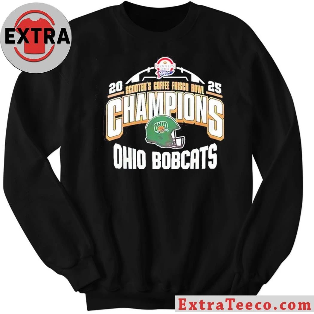 Celebrating the Ohio Bobcats’ victory at the 2025 Scooter’s Coffee Frisco Bowl Helmet And Logo Shirt