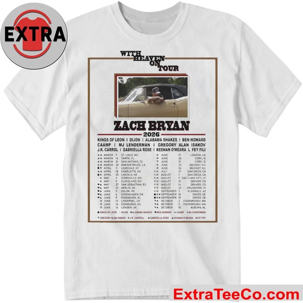 Zach Bryan With Heaven On Tour 2026 Signature Shirt