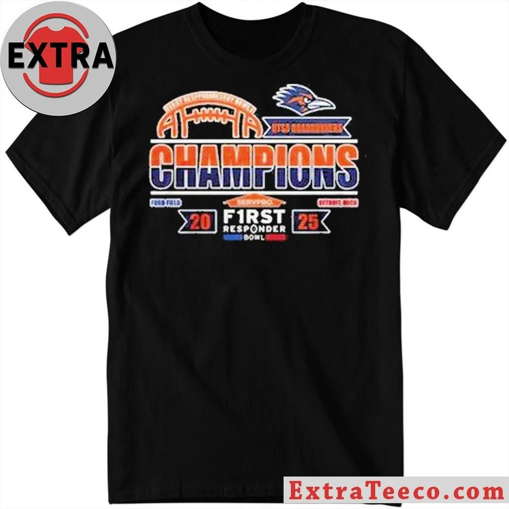 UTSA Roadrunners First Responder Bowl Champions 2025 Logo Hoodie T-Shirt