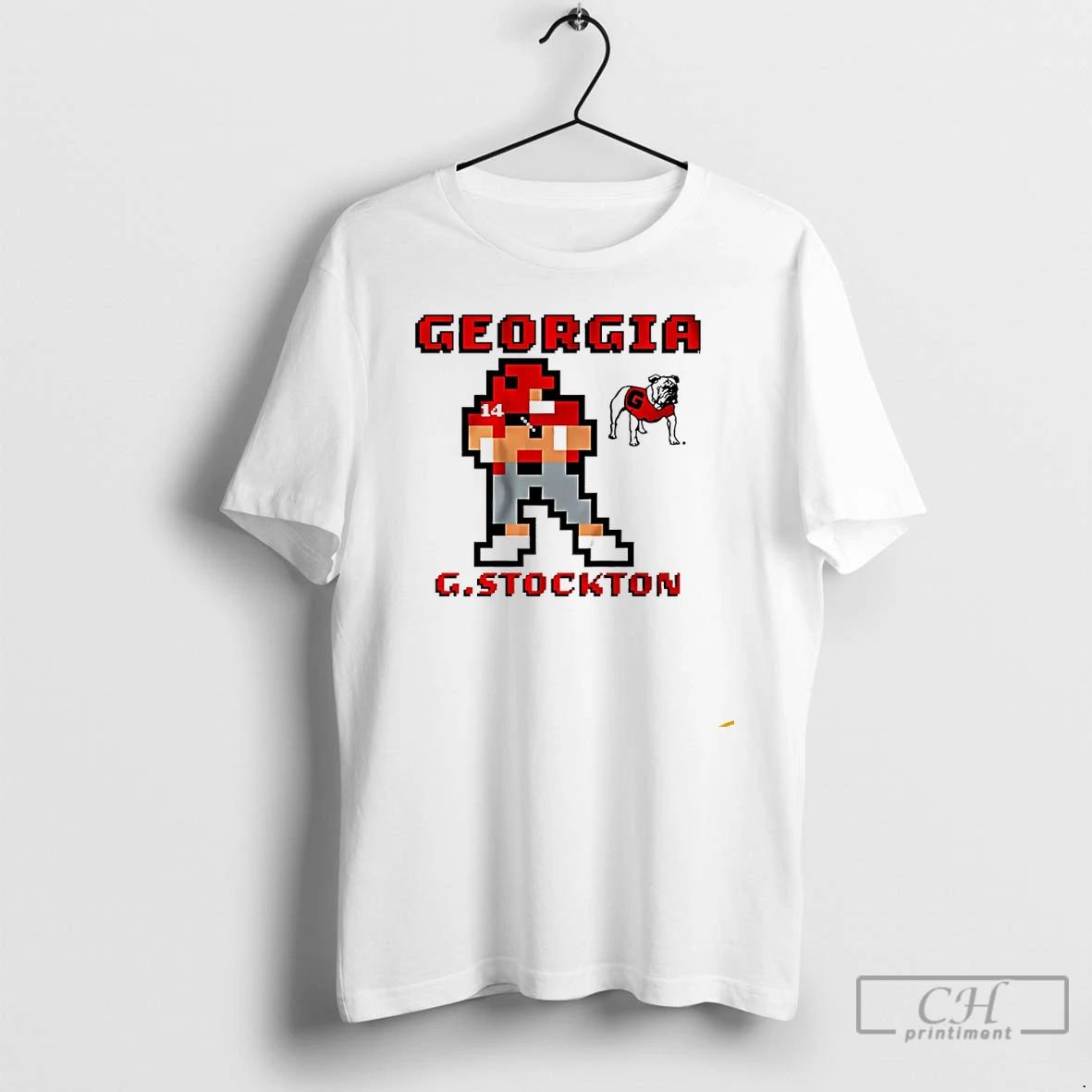 Premium Georgia Bulldogs Football Gunner Stockton Pixel T Shirts