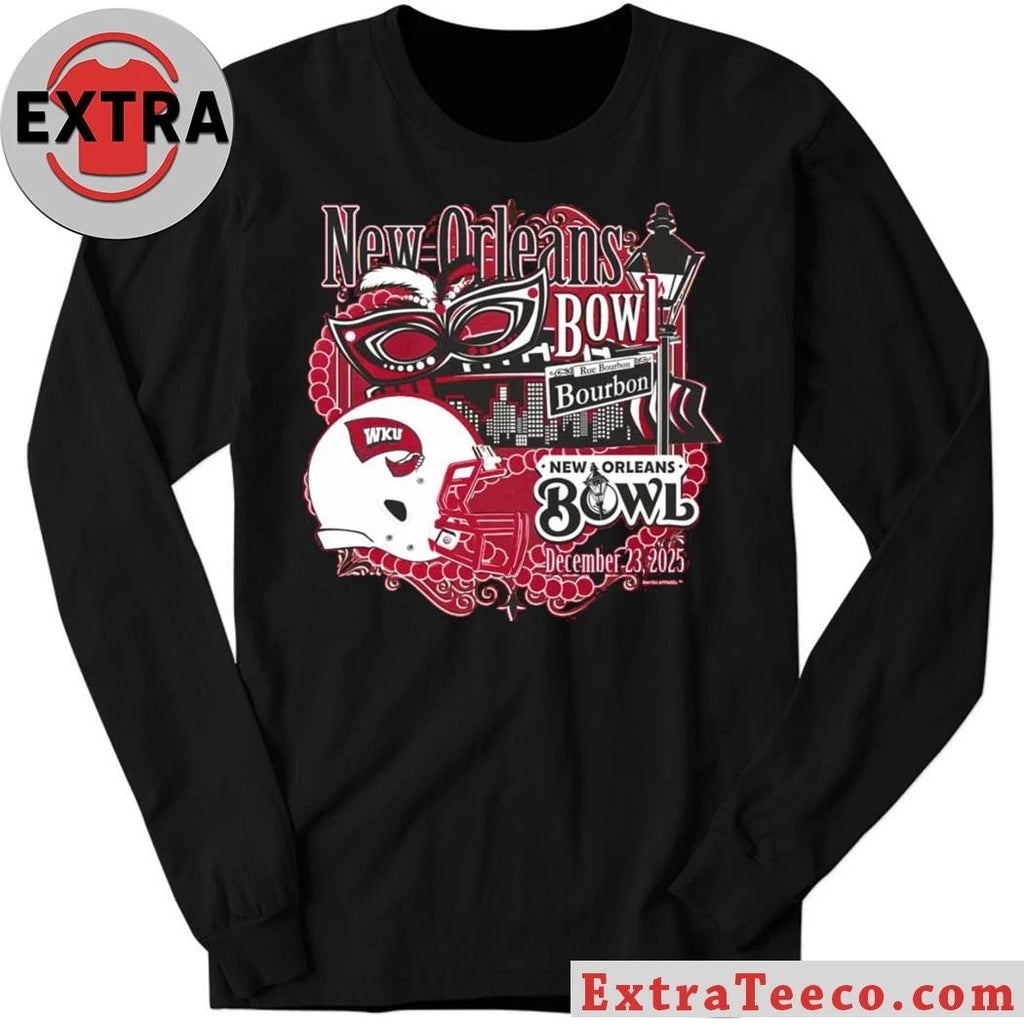 Original Celebrate the 2025 New Orleans Bowl with WKU mask graphics, helmets, and street signs Shirt