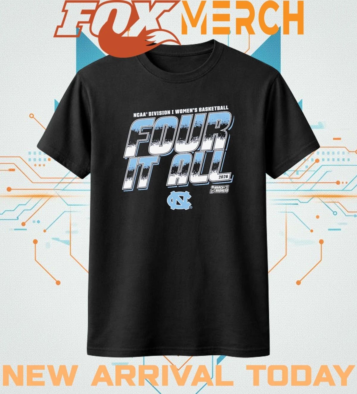 North Carolina Tar Heels 2026 NCAA Division I Women’s Basketball Four It All t-shirt