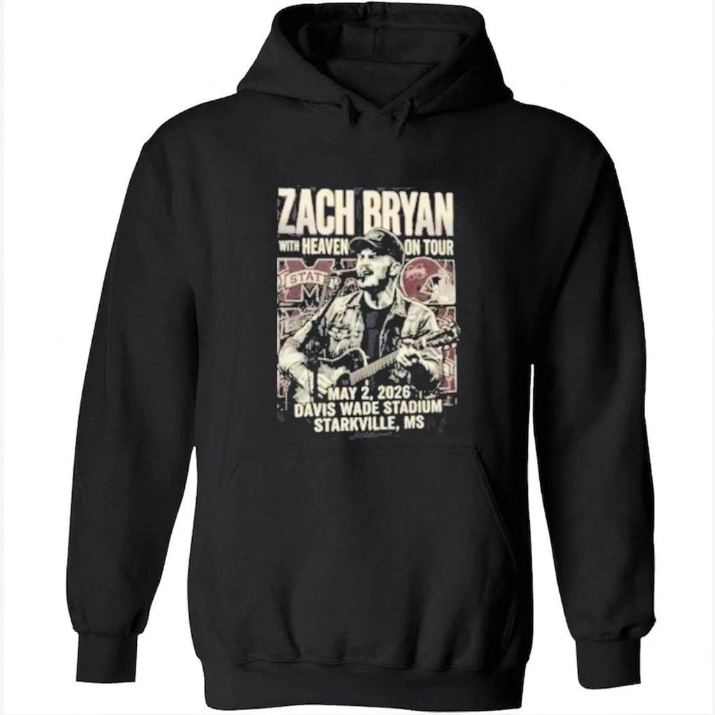Zach Bryan With Heaven On Tour May 2 2026 Davis Wade Stadium Starkville MS Collab Mississippi State Bulldogs Football NCAA Shirt