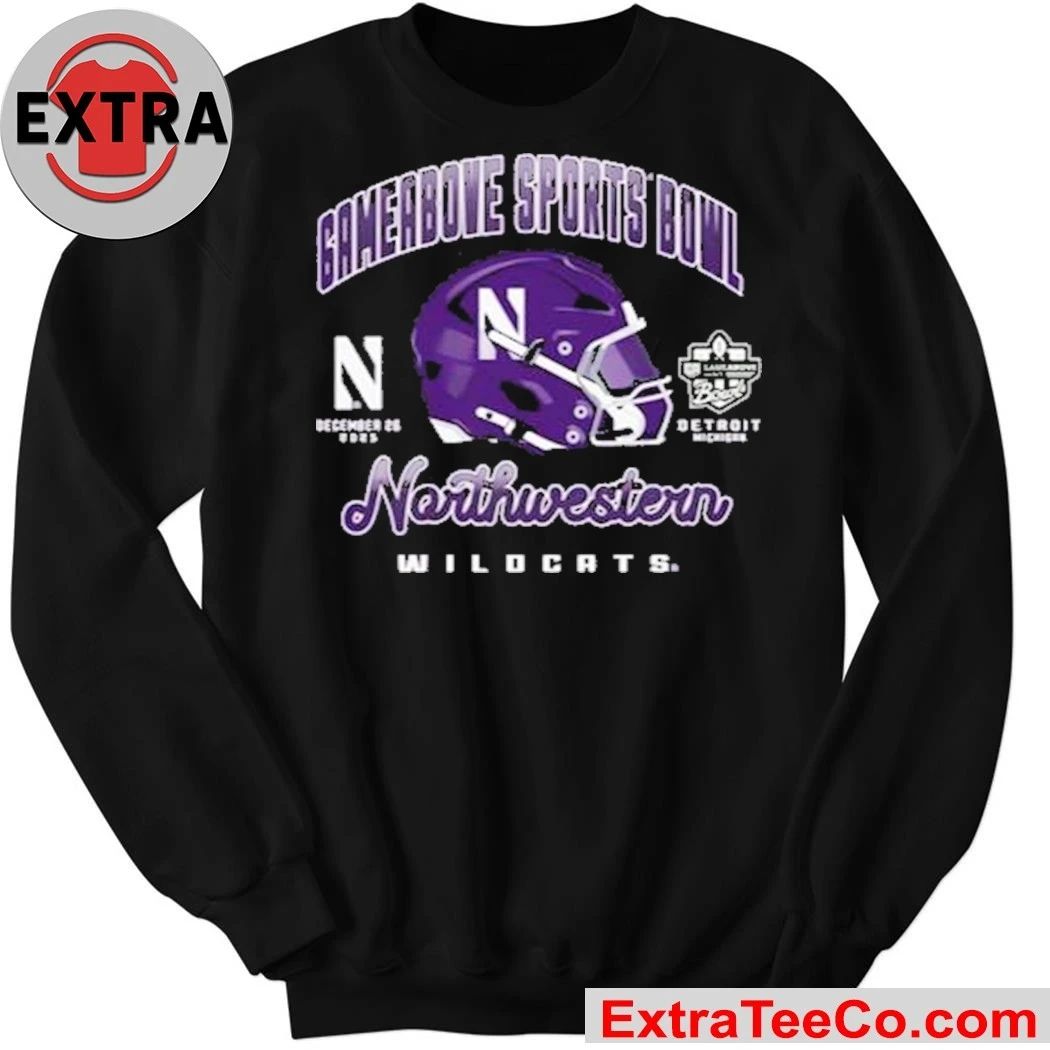 Northwestern Football 2025 Gameabove Sports Bowl Helmet T-Shirt