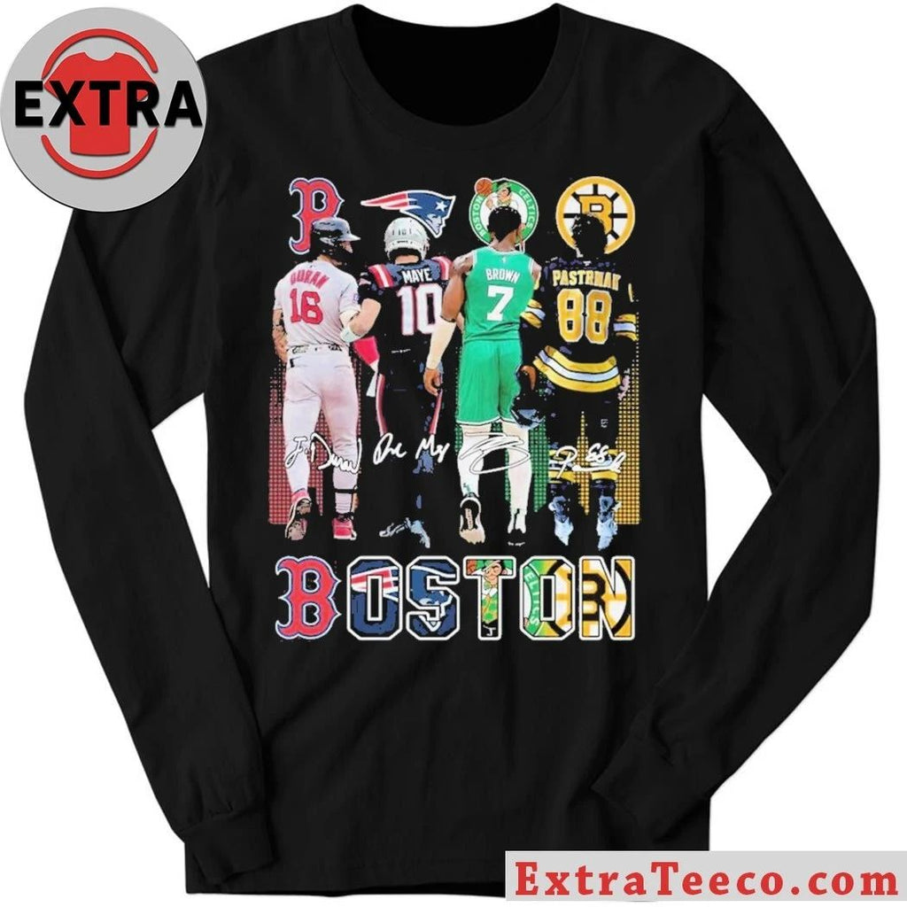 Boston Celtics Brown Bruins Pastrnak Patriots Maye Red Sox Duran Signature 2025 T-Shirt