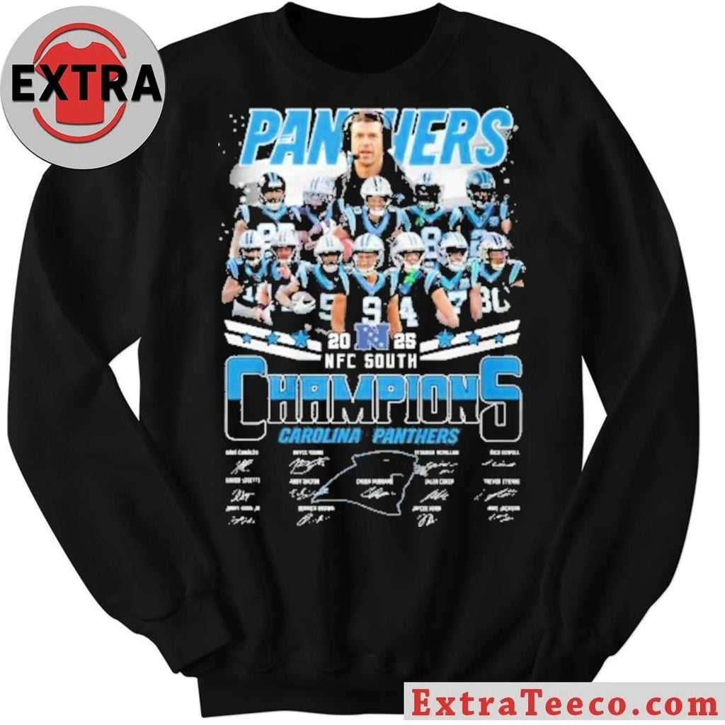 Carolina Panthers NFC South Division 2025-2026 Champions Signature And Logo Shirt