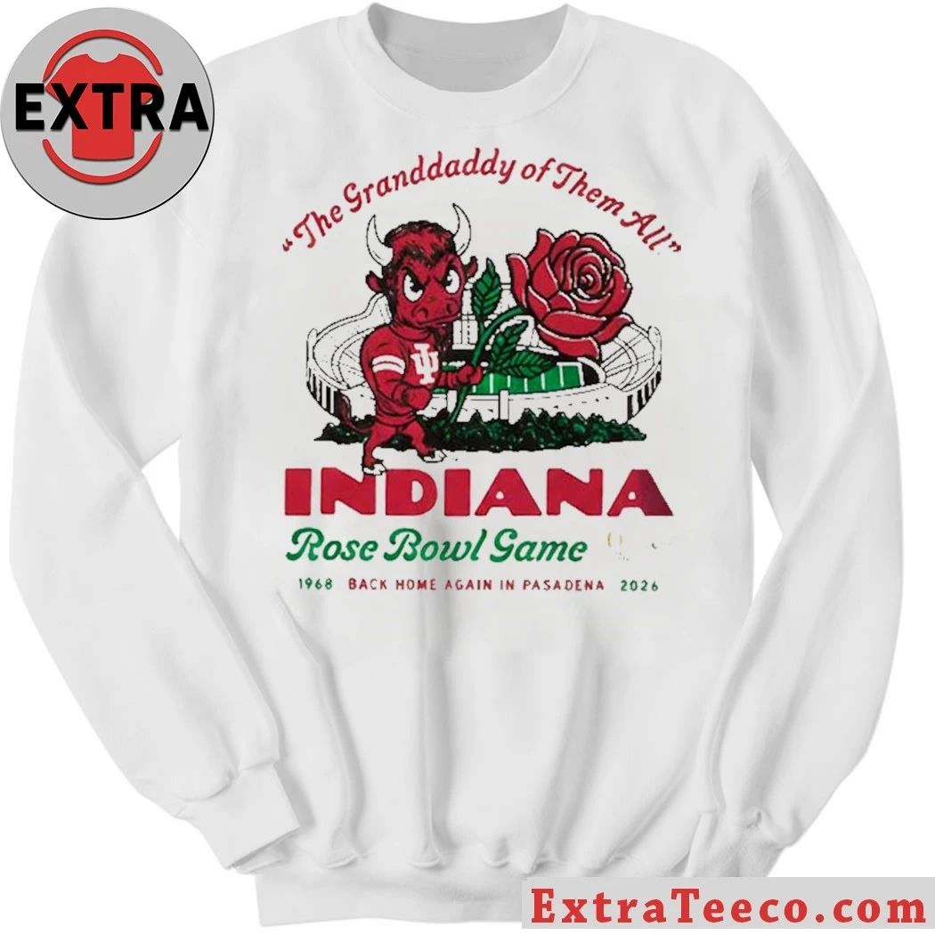 The Rose Bowl commemorates the Indiana University Hoosiers football team, alluding to their 1968 game and their anticipated return in 2026 Shirt