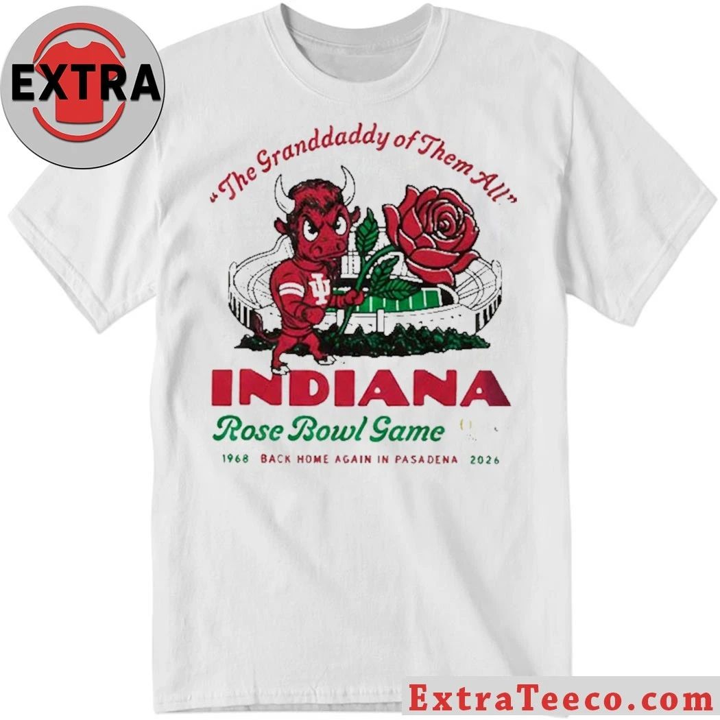 The Rose Bowl commemorates the Indiana University Hoosiers football team, alluding to their 1968 game and their anticipated return in 2026 Shirt