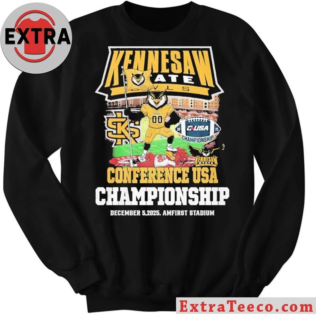 Kennesaw State Owls Conference USA Championship December 5 2025 Amfirst Stadium 2025 Logo T-Shirt