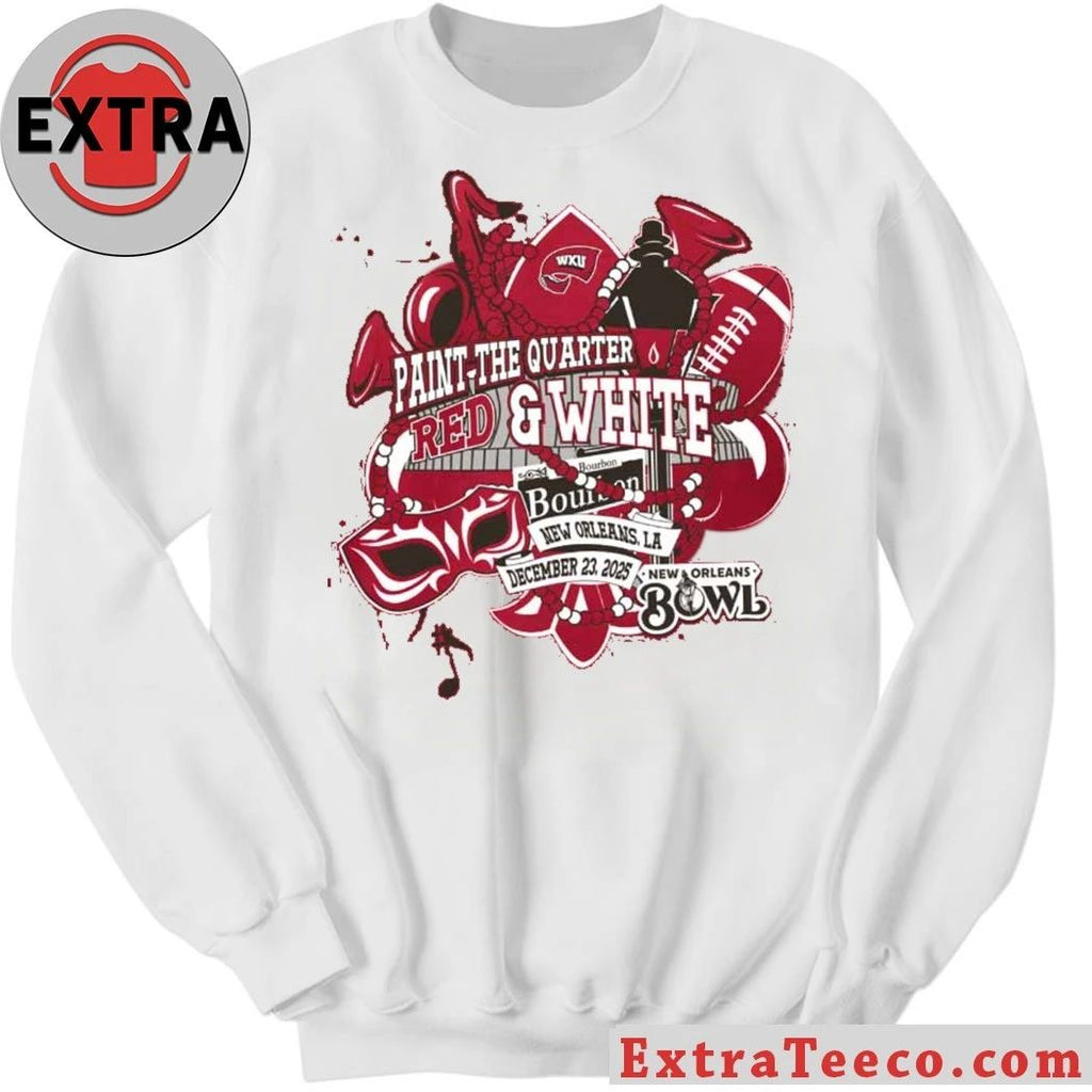 Celebrating the WKU Paint the Quarter Red & White event for the 2025 New Orleans Bowl Shirt