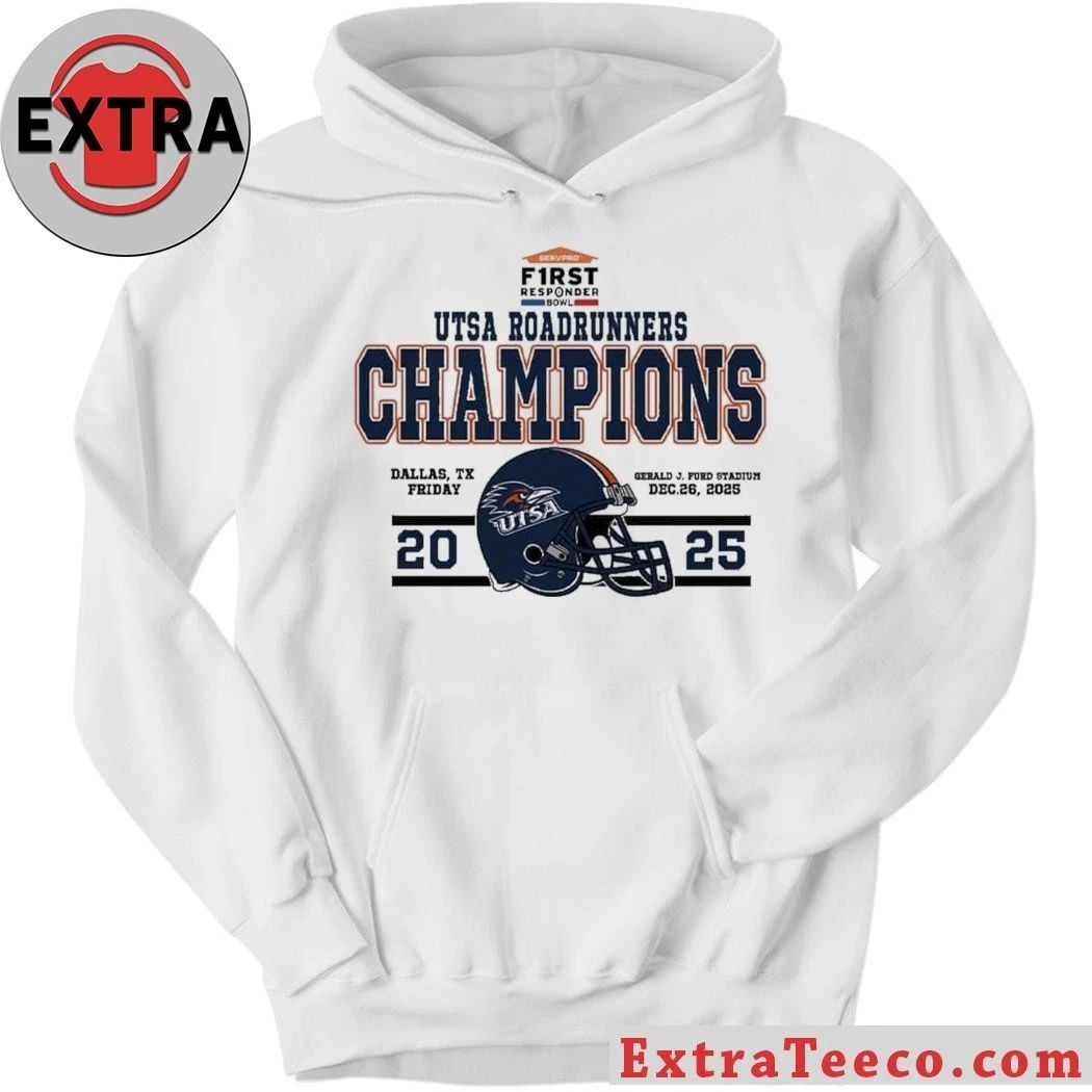 UTSA Roadrunners Football Named To Champions 2025 First Responder Bowl December Helmet And Logo T-Shirt