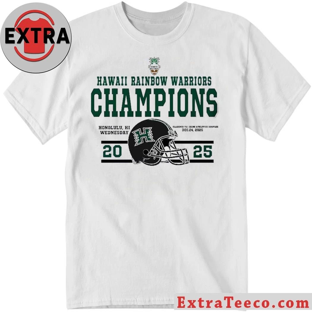 Hawaii Rainbow Warriors football team wins the 2025 Hawaii Bowl championship 35-31 on December 24, 2025, in Honolulu, Hawaii Helmet Shirt
