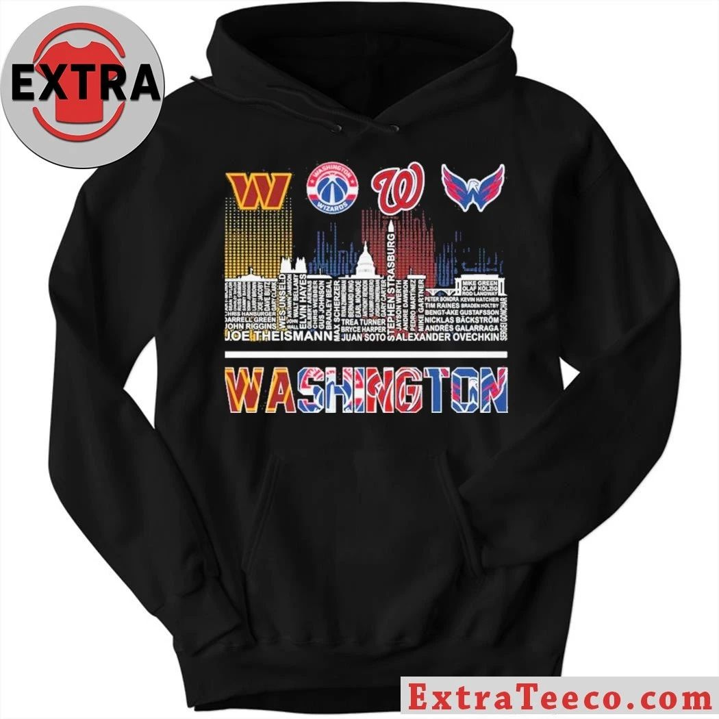 Washington Redskins Wizards Capitals Washington Nationals Proud City And Logo T-Shirt