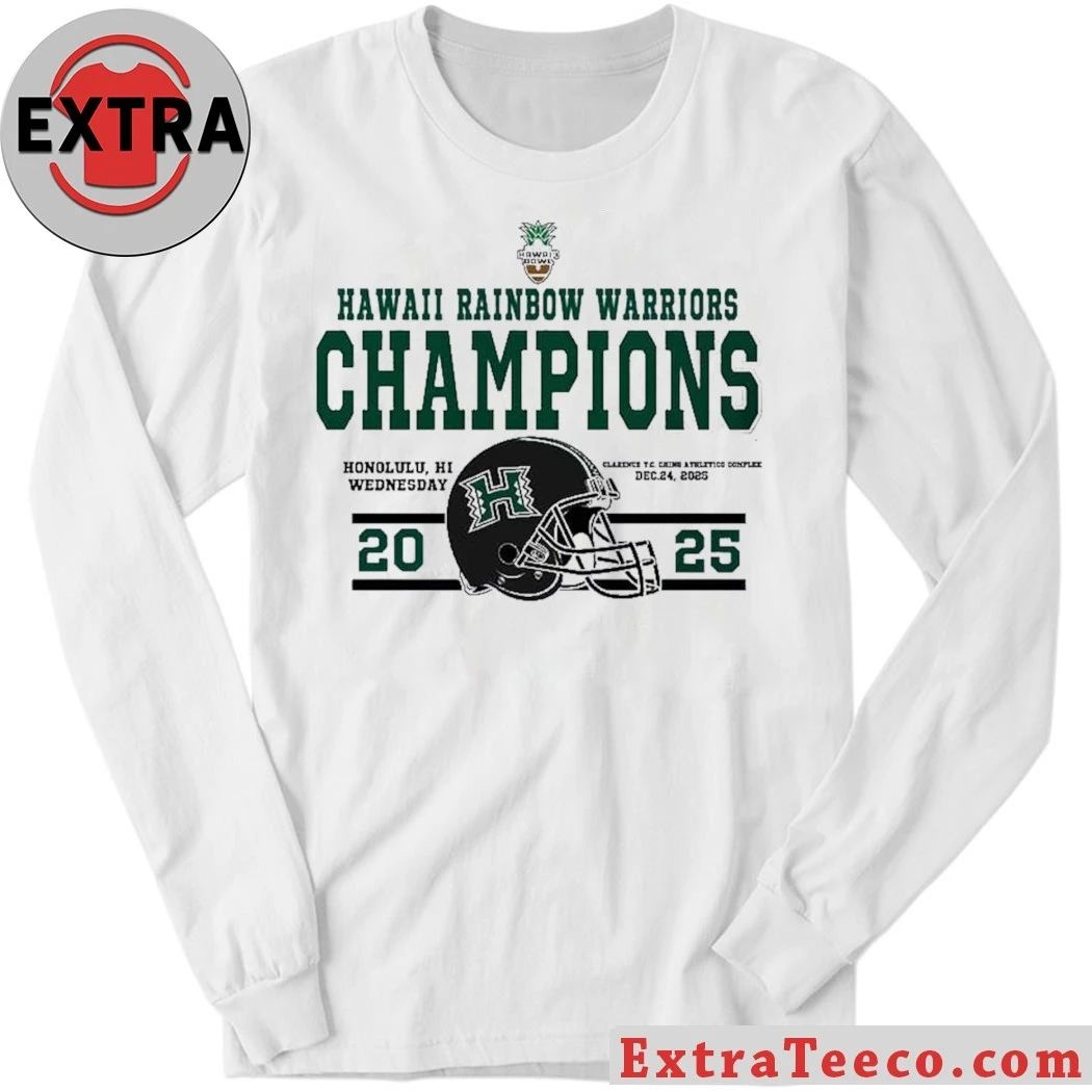 Hawaii Rainbow Warriors football team wins the 2025 Hawaii Bowl championship 35-31 on December 24, 2025, in Honolulu, Hawaii Helmet Shirt