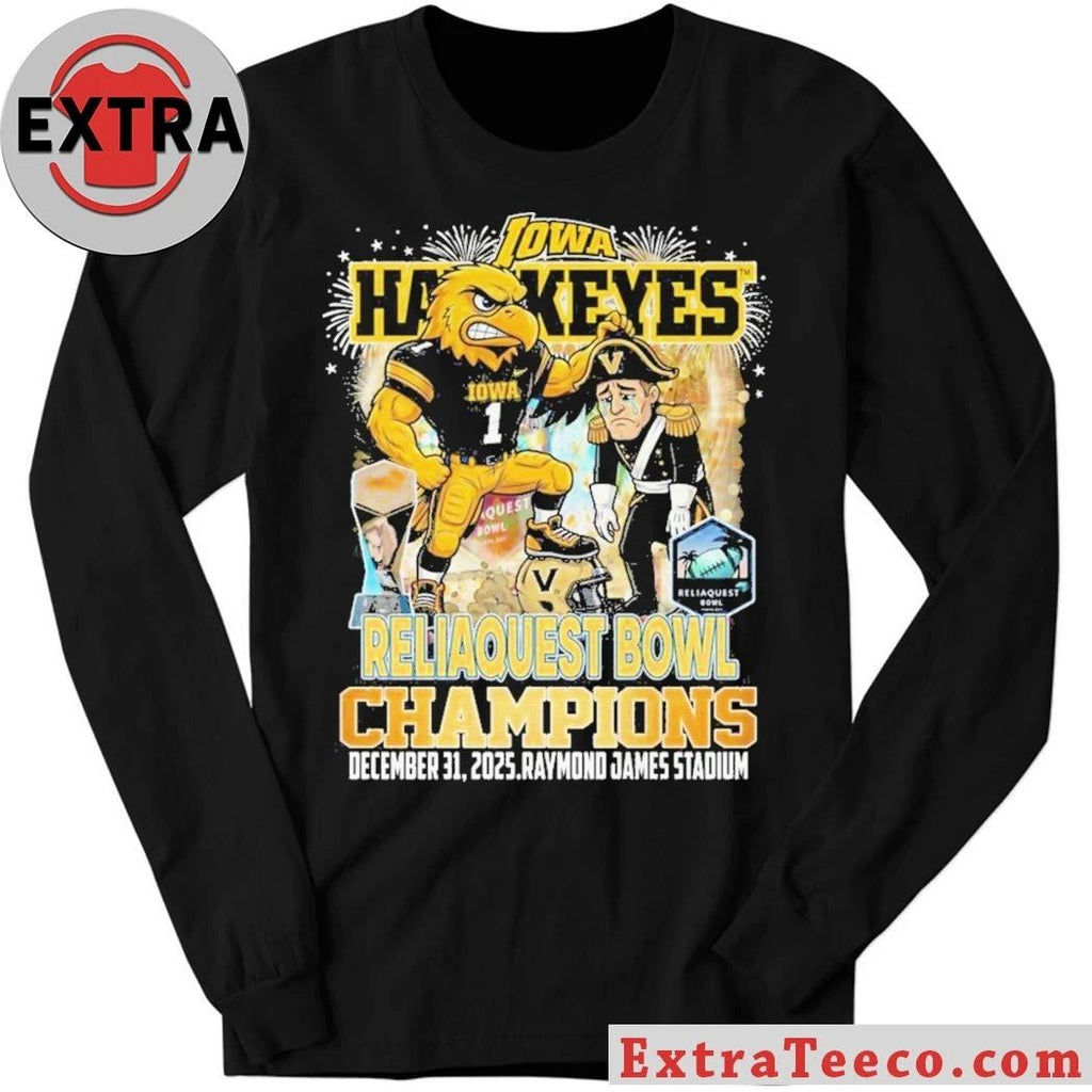 Original This t-shirt commemorates the Iowa Hawkeyes’ victory at the ReliaQuest Bowl on December 31, 2025, at Raymond James Stadium