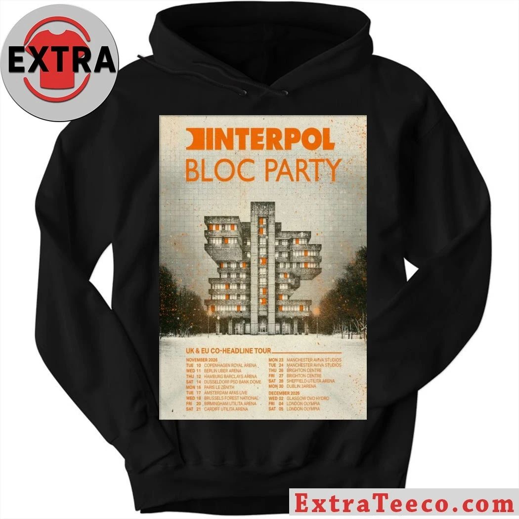 Original Interpol And Bloc Party UK-EU Co Headline Tour November 2026 Poster T-Shirt