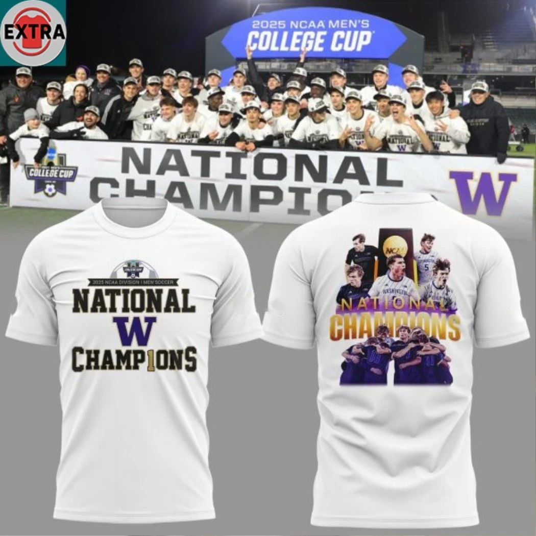Washington Huskies 2025 National Champions NCAA Men’s Soccer Logo Hoodie T-Shirt