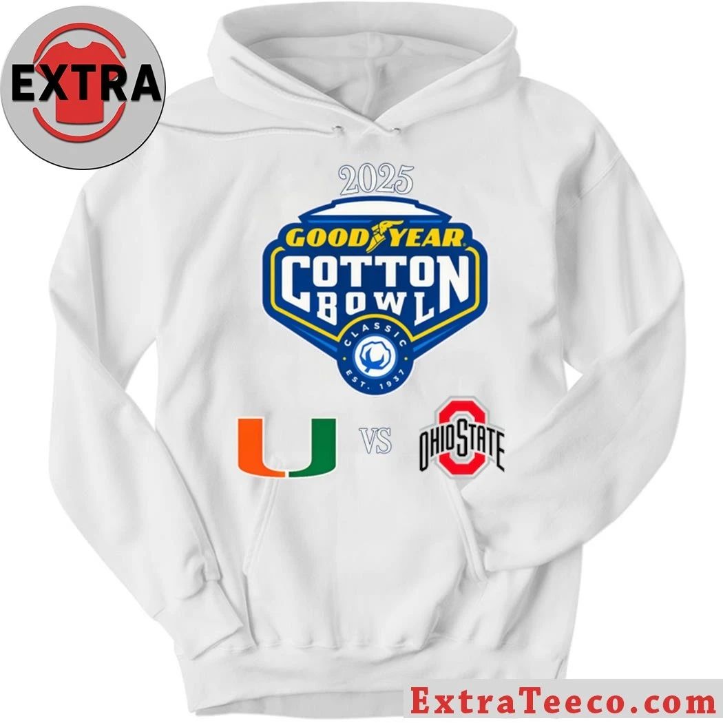 The upcoming 2025 Goodyear Cotton Bowl Classic College Football Playoff (CFP) Quarterfinal game between Miami (Florida.) and Ohio State Shirt