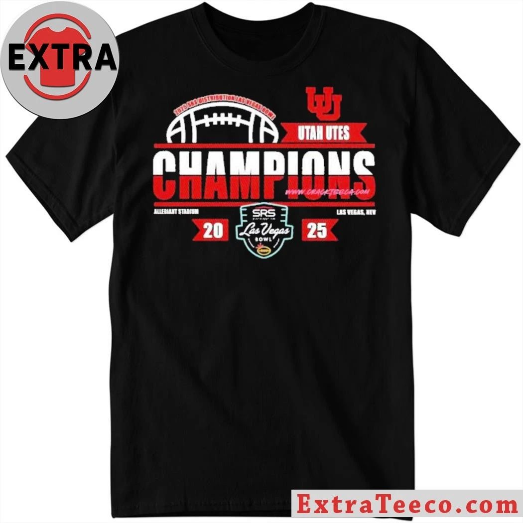 Utah Utes 2025 SRS Distribution Las Vegas Bowl Champions Logo T-Shirt