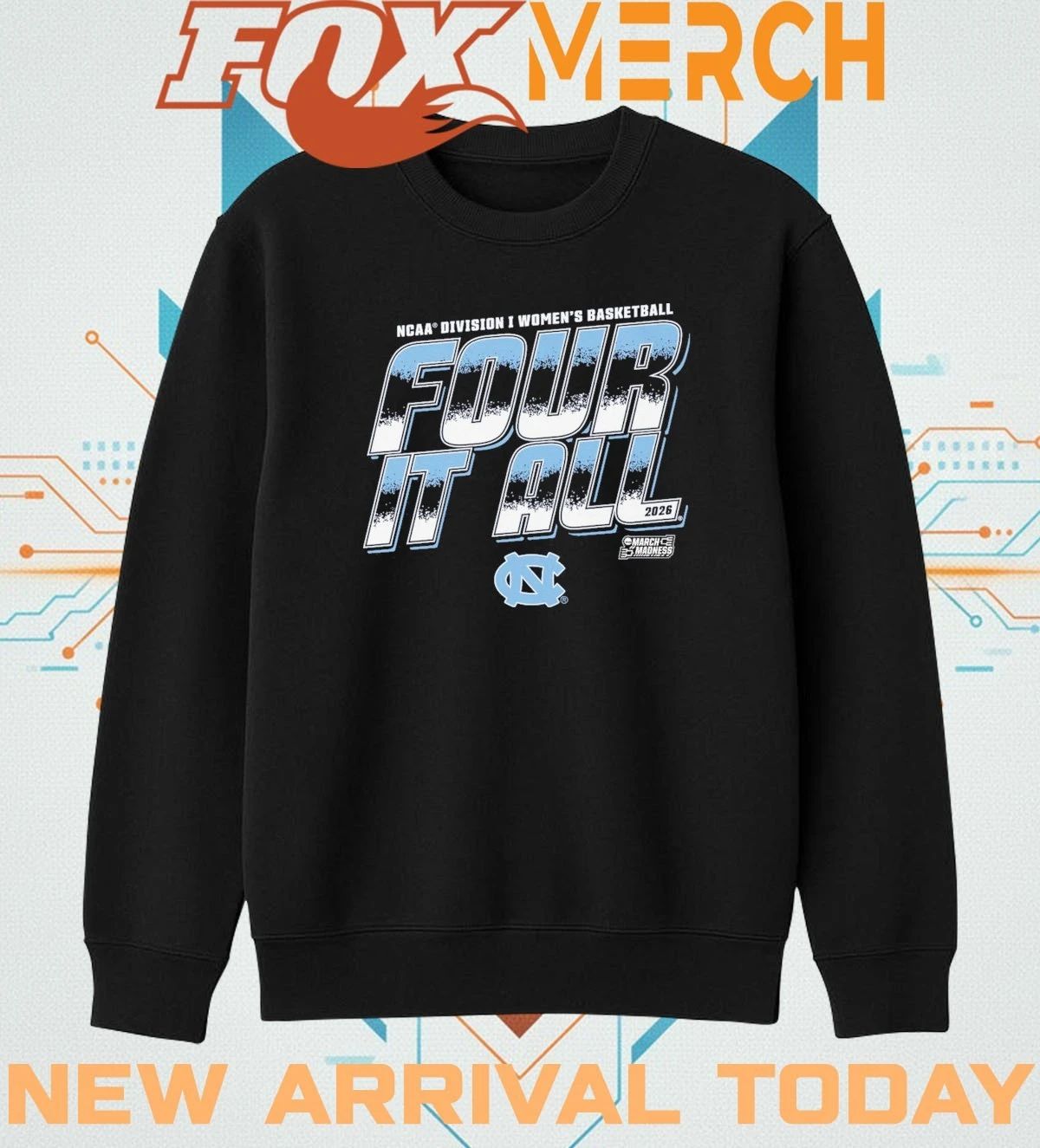 North Carolina Tar Heels 2026 NCAA Division I Women’s Basketball Four It All t-shirt