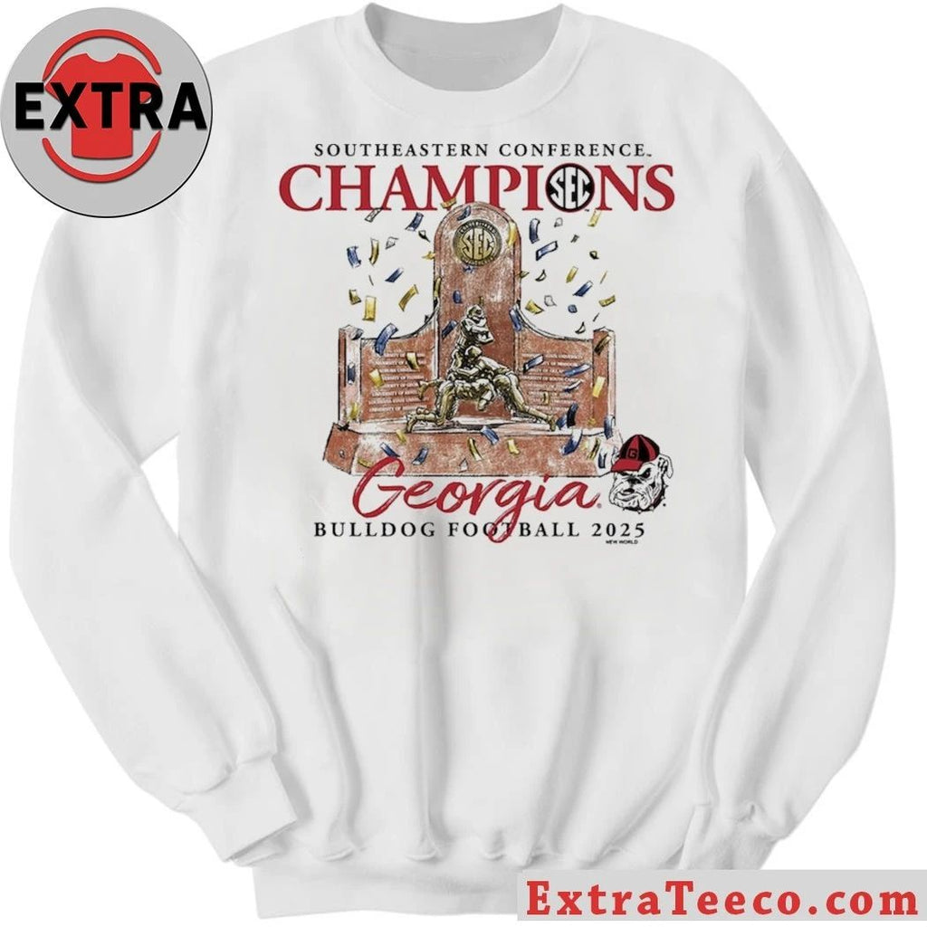 Georgia Bulldogs 2025 Southeastern Conference Football Champions Trophy 28-7 December 7, 2025 Logo Shirt