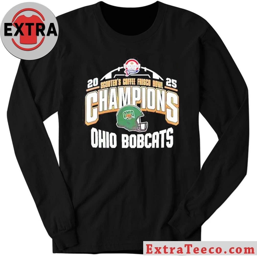 Celebrating the Ohio Bobcats’ victory at the 2025 Scooter’s Coffee Frisco Bowl Helmet And Logo Shirt